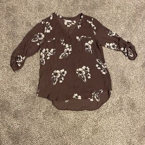 Maurices Dark Brown Floral Blouse